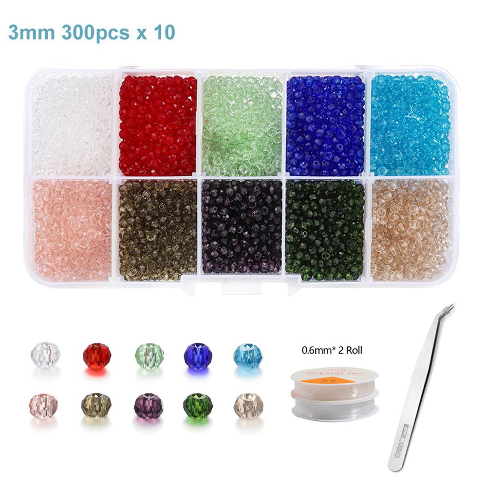 Box Set Faceted Glass Bicone Beads Set Czech Crystal Austria Seed Charm Glass Bead Loose Spacer Beads for Jewelry making DIY