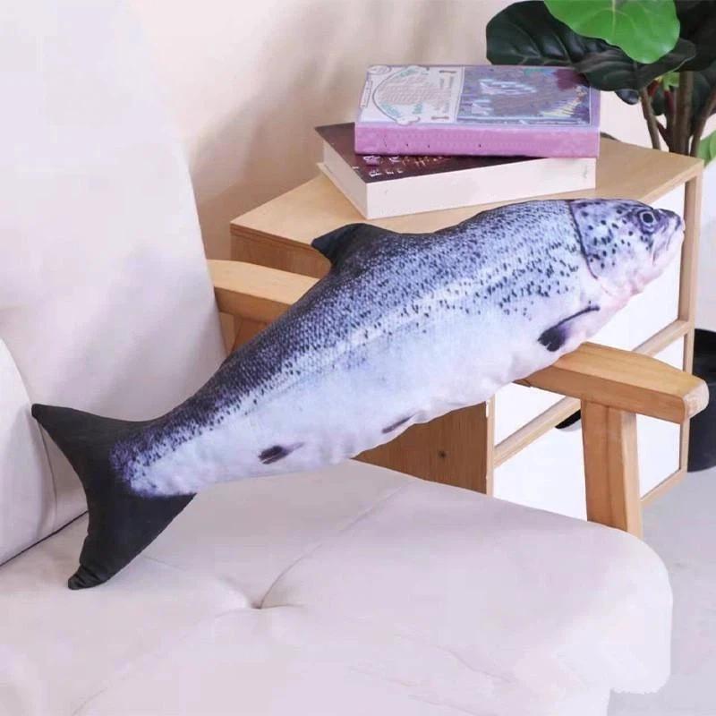 Realistisches Katzenminze-Fisch-Stofftier 1 Stück Weich Kaubar Zahnpflege Haustierspielzeug für Katzen Langeweile lindern Perfekt für Haustiergeschenke