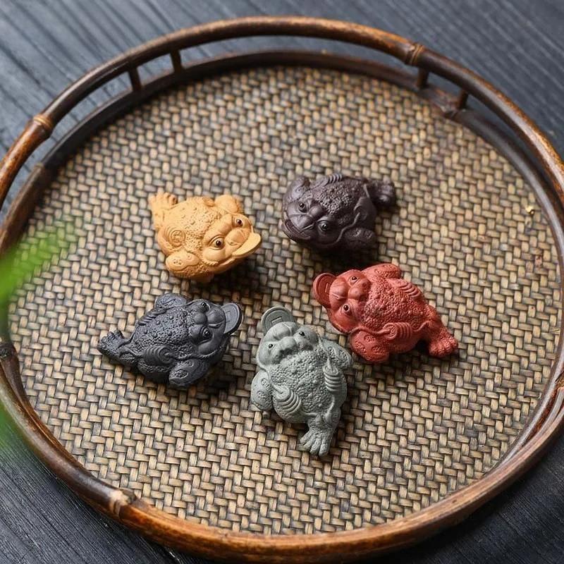 Purple Clay Small Tea Pet Golden Toad Wealth Attraction Creative Toad To Raise Tea Tray Decoration Kung Fu Teaware Accessories