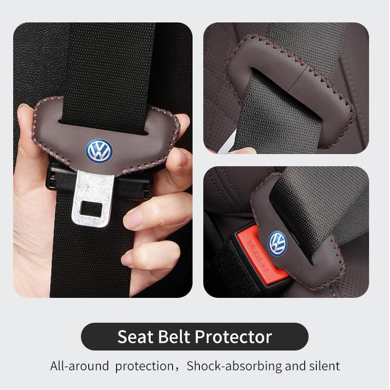 WET1 Car Seatbelt Buckle Protector Leather Anti Scratch Interior Guard For Volkswagen VW Passat Golf 4 5 6 Tiguan Polo Scirocco Jetta