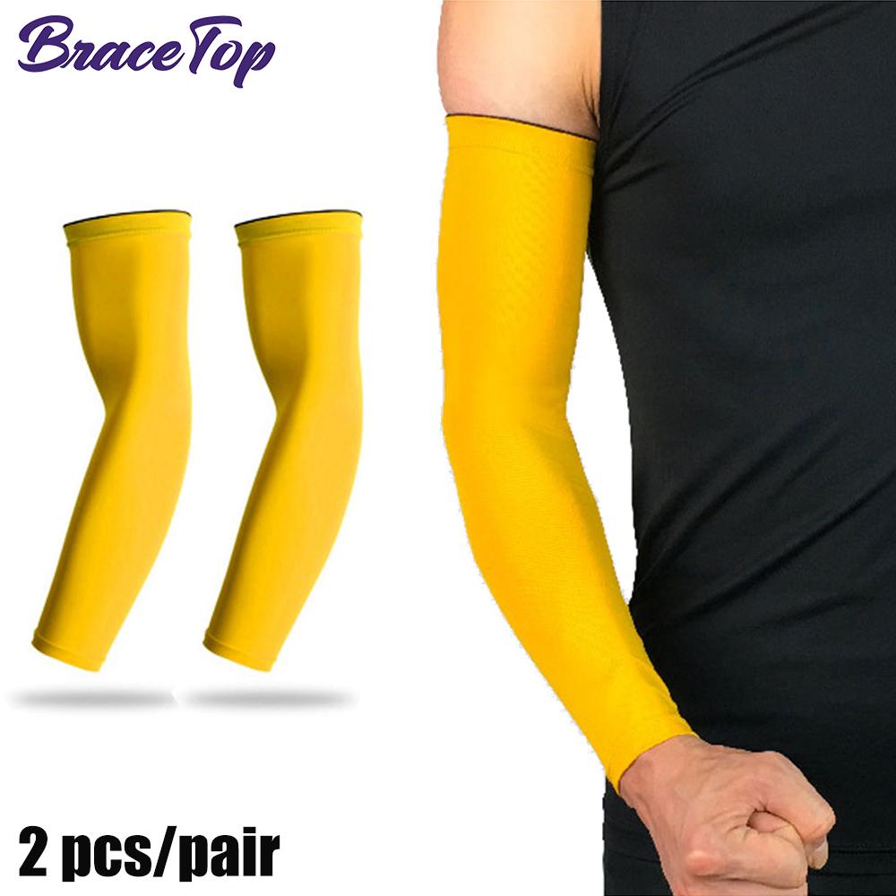 Bracetop 1 Pair Breathable Quick Dry UV Protection Running Arm Sleeves Basketball Sports Arm Guards