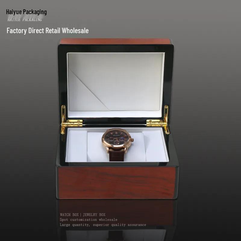 High-End Wood Grain Magnetic Flip Watch Display and Storage Box