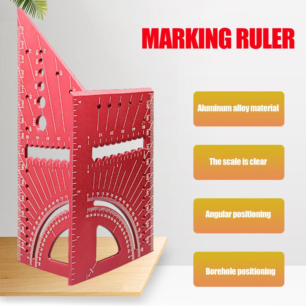 T-Type Ruler Layout Woodworking Wooden Square Aluminum Alloy Scriber Marking Layout Angle Calibration Guide Marker