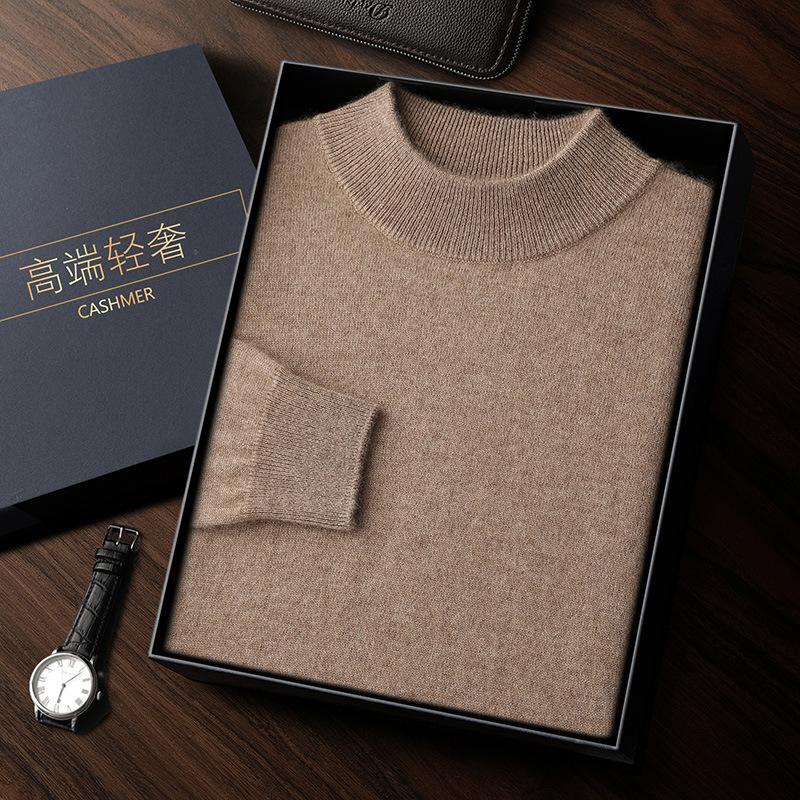 Новый мужской кашемировый свитер с полуворотником, свободный вязаный пуловер из шерсти XXXL