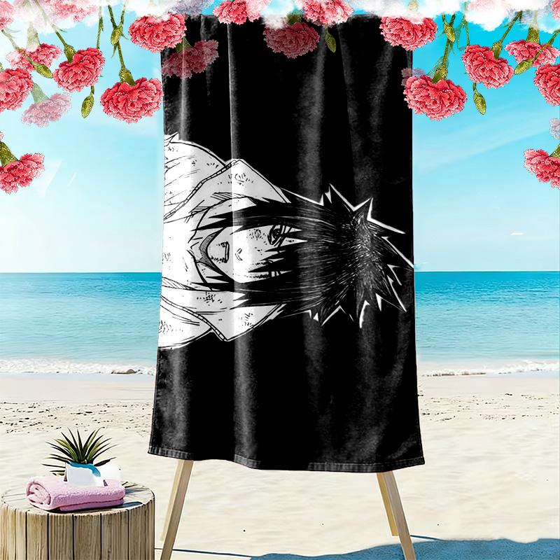 Serviette de plage impression d'art Épée Sasuke, Grande Serviette Douce à Séchage Rapide pour Plage Camping Natation