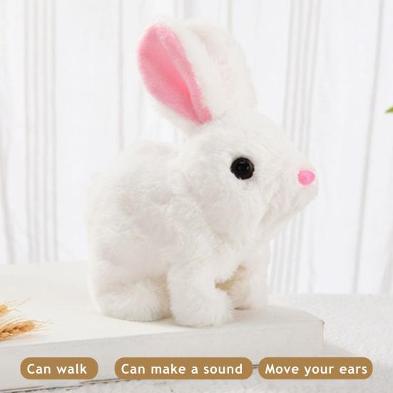 Electric Plush Rabbit Toy Jumping Moving Ears Nose Bunny Plushie Toddlers Interactive Simulation Stuffed Animal Toy with Sound