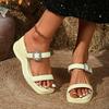 Fashion 2025 High Quality Summer New Wedges Women's Slipper Elegant Modern Dress Sandals Women with Polka Dot Buckle Platform Slippers