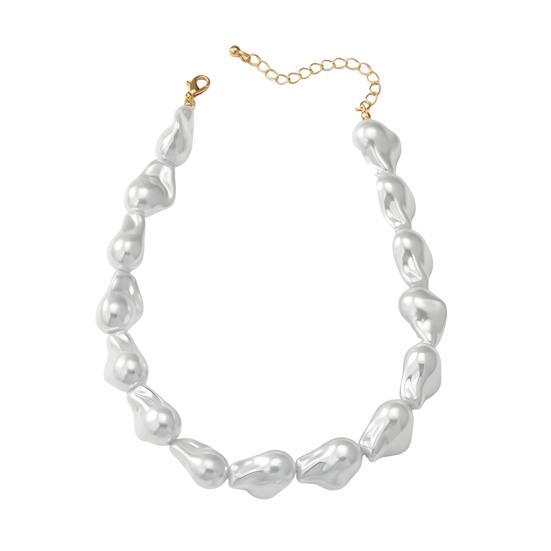 Women Faux Pearl Necklace Earring Bracelet Vintage French Wedding Party Bride Large Fake Baroque Pearl Statement Necklace Jewelry