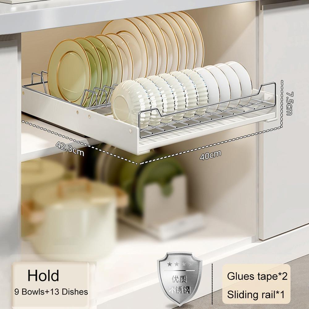 Punch-free Bowl Dish Storage Shelf Stainless Steel Drawer Organizer New Spice Rack  Dish