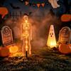 Wasserdichte Halloween Solar-Erdspießleuchten Realistischer Skelett Schädel Festliche LED-Lichter Außenbereich Garten