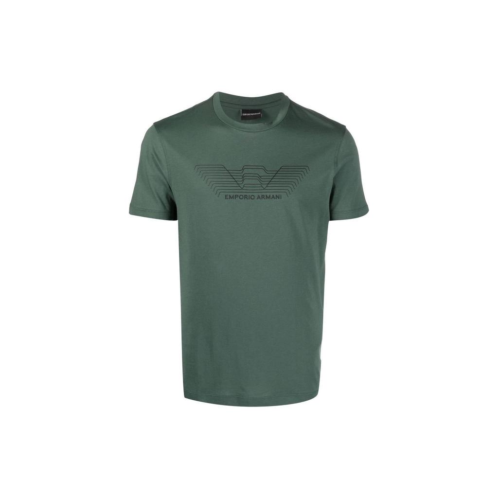 EMPORIO ARMANI T-Shirts Men's Green Crew Neck Straight Fit 3L1TFD-1JPZZ-0572
