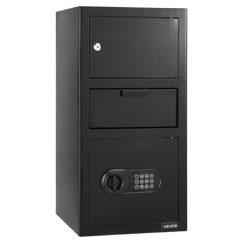 3.6 Cubic Feet Drop Safe, Large Capacity Front Drop Slot Safe Box with Digital Keypad, Heavy Duty 3 Tiers Cash Depository Box with Spare Keys for