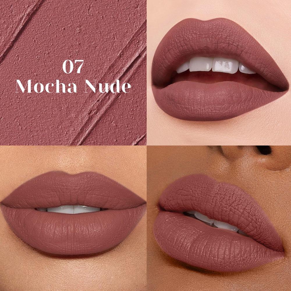 Matter Wasserdichter Farb-Lipgloss Langanhaltender Flüssiger Lippenstift Samt Nude Sexy Lipglaze Make-up Tönung Matte Textur Schönheitskosmetik
