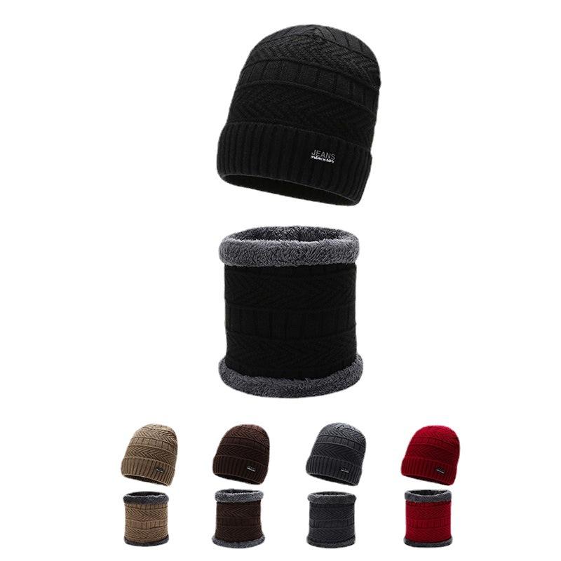 Spot winter knitted hat men's outdoor warm and cold neck protection two-piece hat women's cycling thickened wool hat