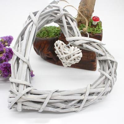 Rattan Heart Shape Pendant 20x20cm Decoration Ornaments 1pc Window Wooden Artificial Simulation Wreath Display