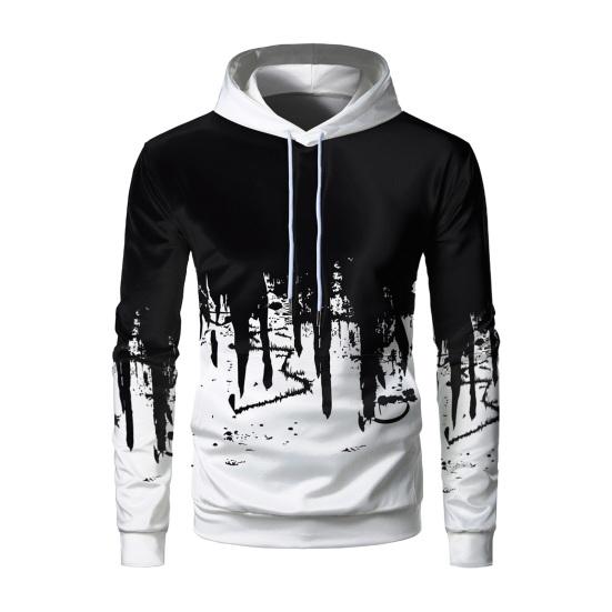 

Весна Осень Мужская Спортивная Толстовка 3D Контрастная Цветная Печать Кулиска Капюшон Длинные Рукава L