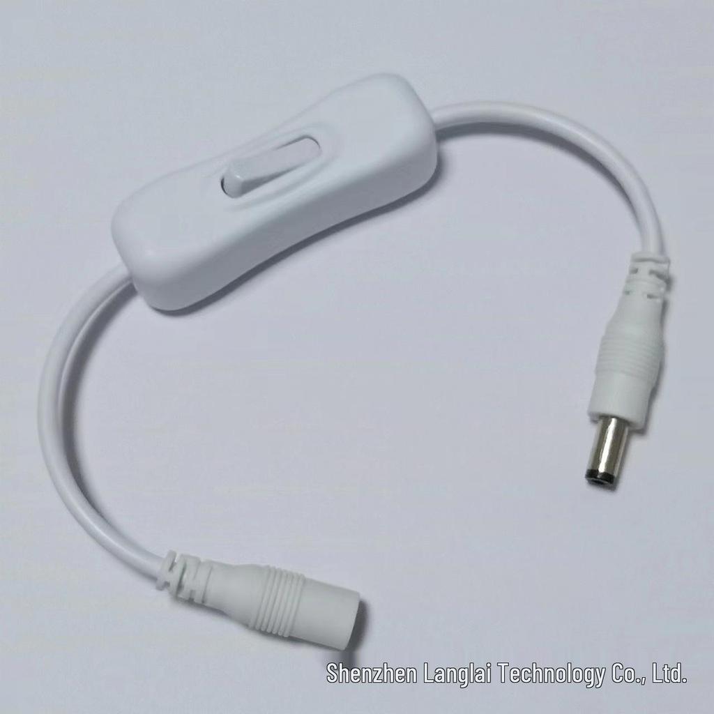 DC5521 USB Power Switch Extension Cord - Black & White