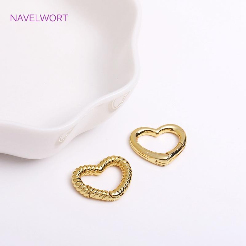 Trendy Gold Plated Brass Heart/Oval Push Clasp Carabiner Spring Clasps For DIY Handmade Jewelry Making Accessories