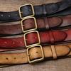 Gürtel Herren Retro Persönlichkeit Trendy Plissee Distressed Rindsleder Reines Kupfer Dornschließe Koreanischer Lässiger Jeansgürtel