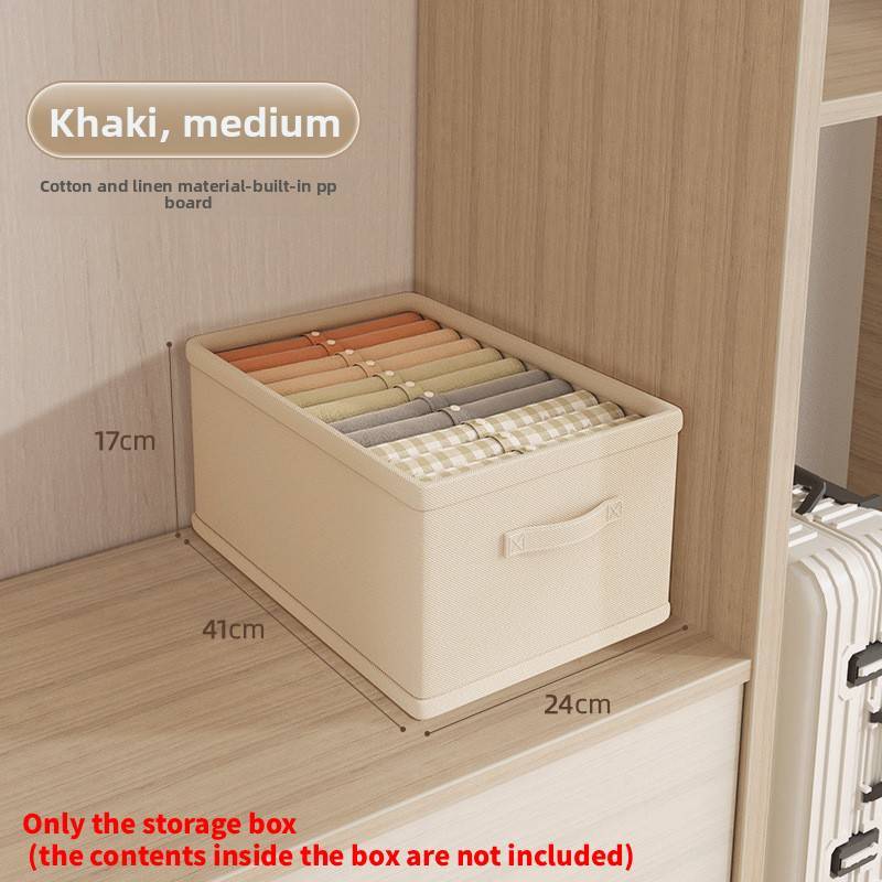 Clothing Storage Box With Foldable Cotton Linen Material For Bedroom Closet Organization