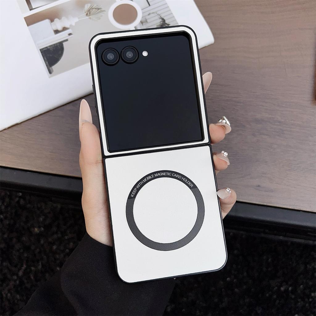 For Motorola Razr 60 Ultra 5G Case Anti-Drop PU Leather+PC Cover Compatible with MagSafe