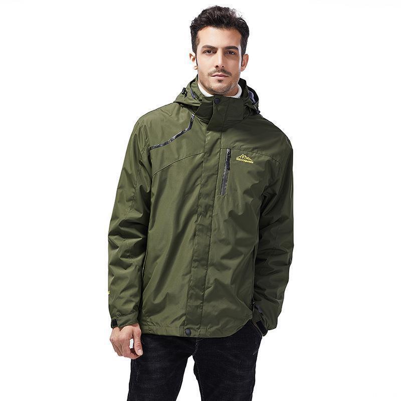 Windproof Outdoor Jacket Set: Couples' 3-in-1 with Detachable Fleece for Men & Women, Ideal for Autumn & Winter