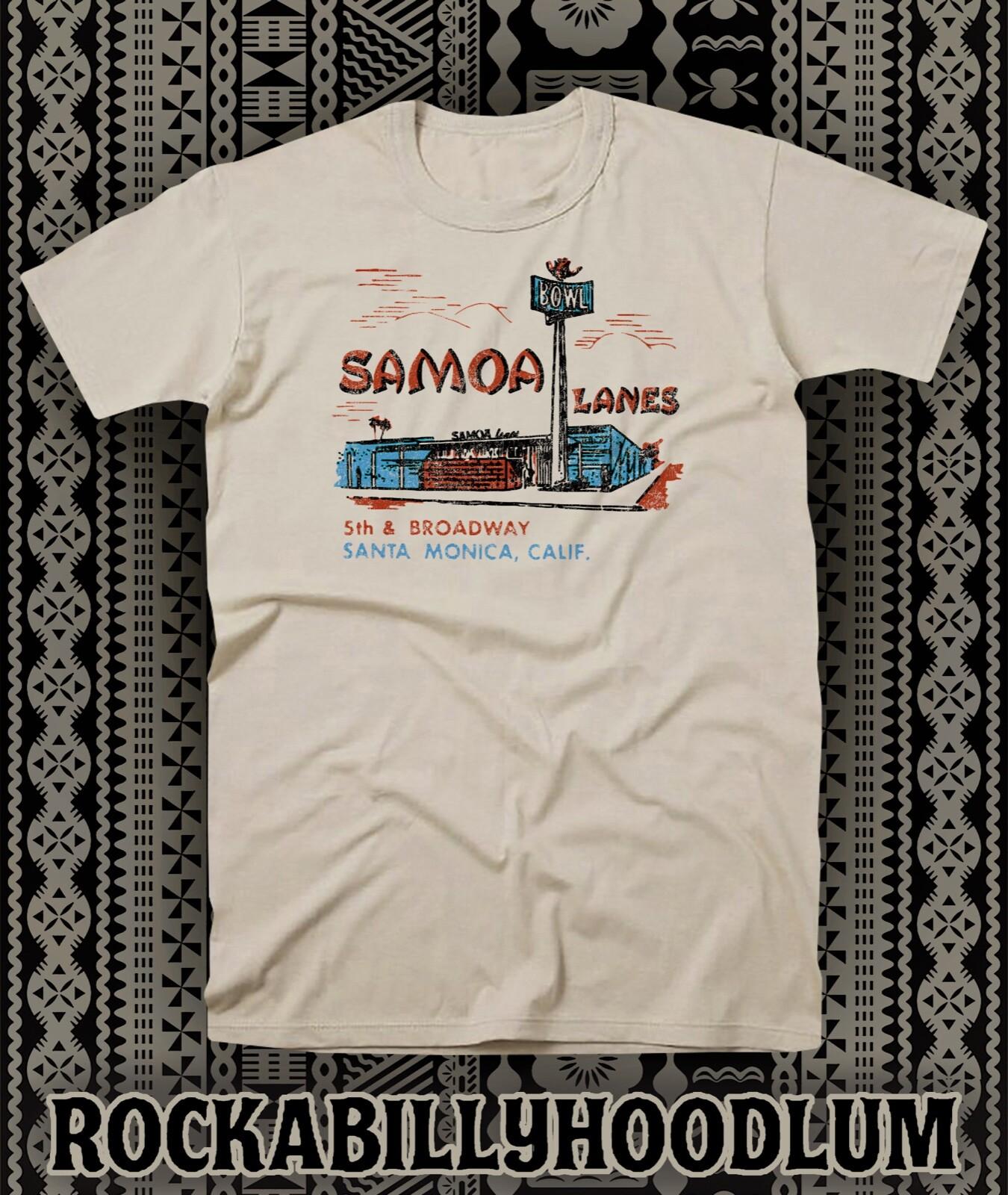 Retro Travel T-Shirt Vtg Art Souvenir Tiki Samoa Lanes Santa Monica CA M