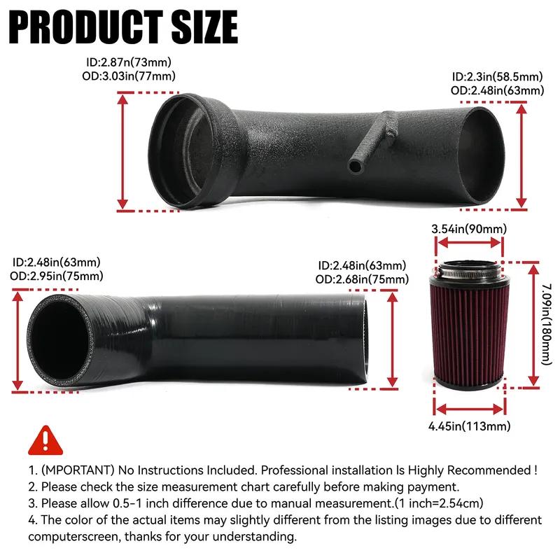 Cold Air Intake System Kit + Heat Shield Red Filter For Golf MK7 TSI TFSI Seat Performance Tuning Car Parts