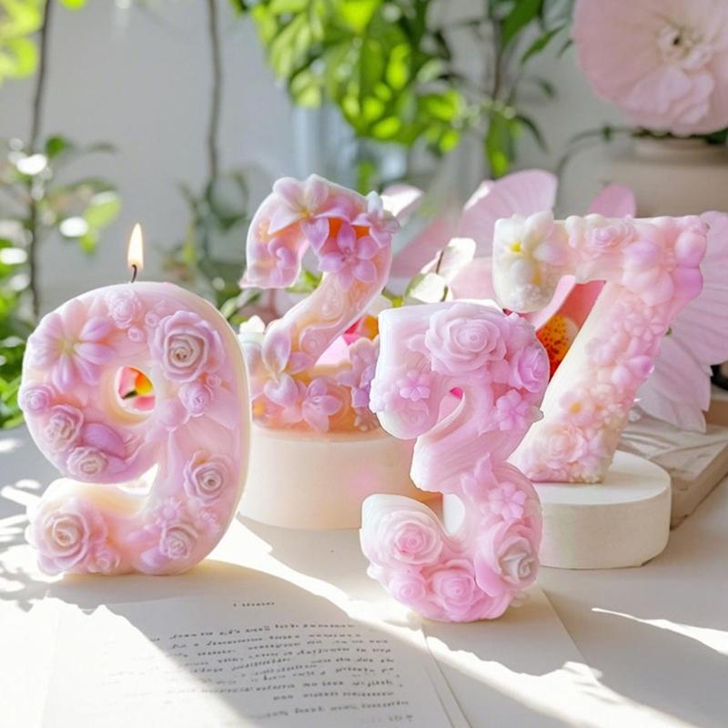 Reusable Silicone Number Candle Mould for Adults Kids Crafting High Temperatures Resistant Easy Demolding