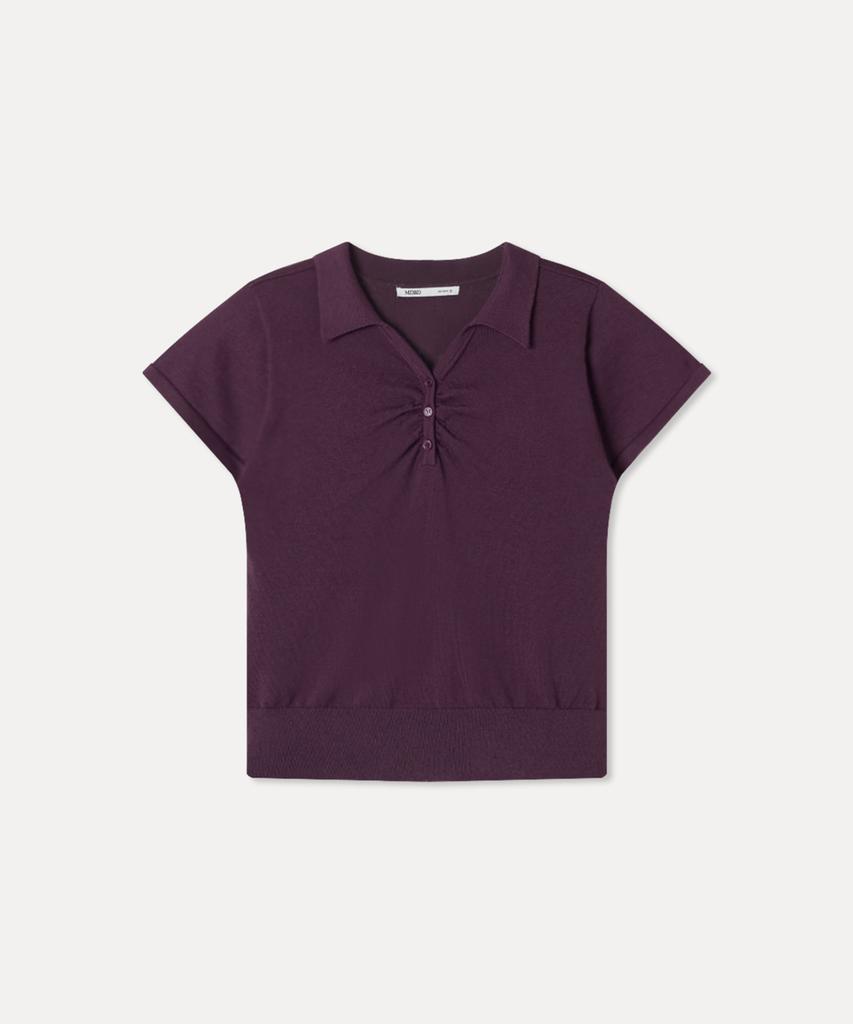 MIXXO Open Collar Button Detail Short Sleeve Knit_Miwkag624T