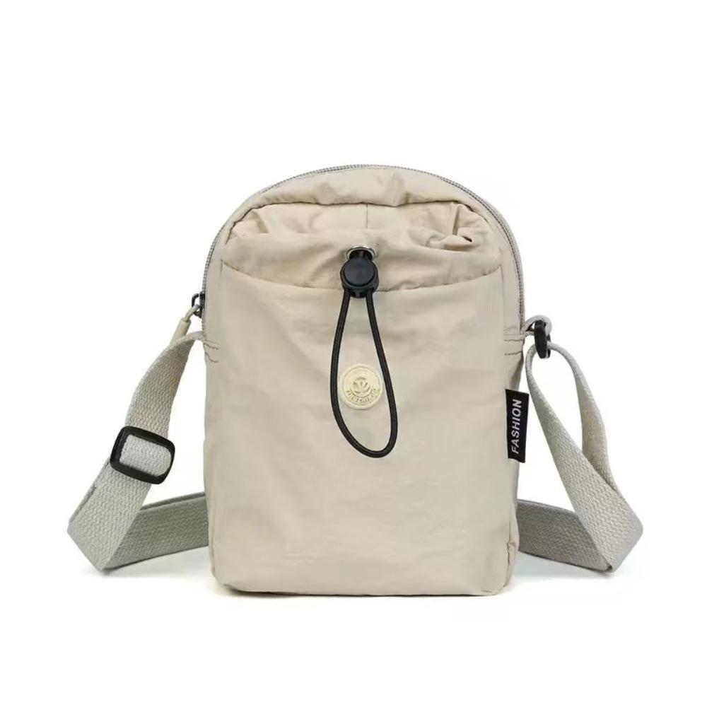 Compact Polyester Crossbody Phone Bag Solid Color Casual Drawstring Small Bag Single Shoulder Bag Unisex