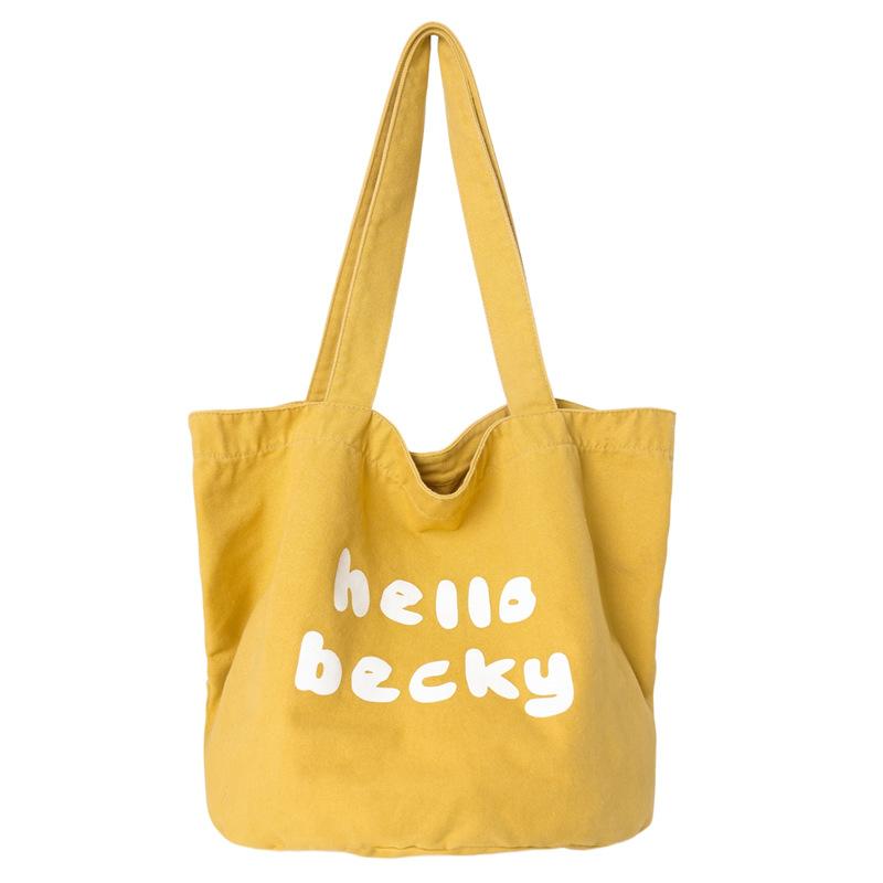 Canvas Shoulder Bag Large Capacity Letter Tote Bag Commuter Shopping Bag Women's Bag