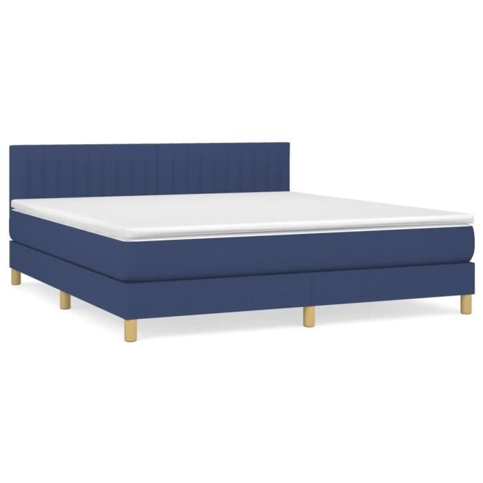 3140791 vidaXL Lit à sommier tapissier avec matelas Bleu 160x200 cm Tissu