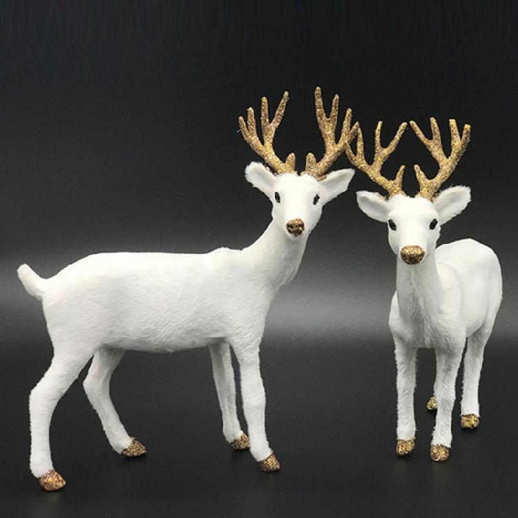 Christmas Deer Figurines,Deer Animal Model,Realistic Reindeer Figurines with Glittered Antler and Feet Centerpieces