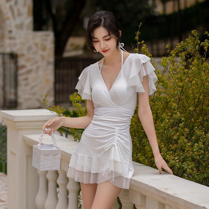 Xige er Women s High Waist Skirted One-Piece Slimming Swimsuit for Hot Spring Resorts L