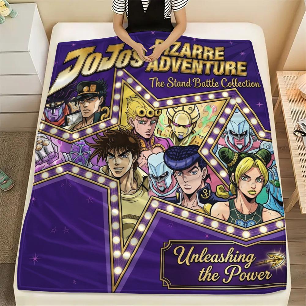 1PC Jojo'S Bizarre Adventure Patterned Flannel Blanket Suitable For All Seasons For Home Decor Warmth And Comfort Gifts Holiday Present