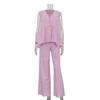 2025 Women's European-American Solid Color V-Neck Sleeveless Top & Long Pants Two-Piece Set - Stylish & Comfy