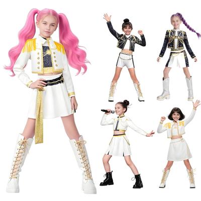 Pop Singers Cosplay Costume Stage Performance Outfits Girl Dance Troupe Attire for Kids Halloween Carnival Costume Party Dress-up