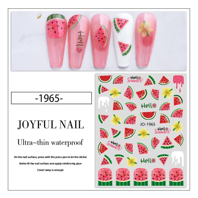 6Sheet Summer Fruit Nail Stickers Decals For Self-Adhesive Nail Art Stickers For Gel Polish DIY Nail Art Decorat