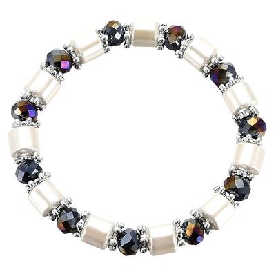 Fashionable Women Shiny Acylic Beads Magnetic Hematite Bracelet Bangle  Accessory