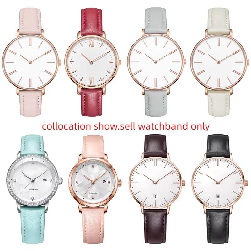 Quick Release Soft Cowhide Watchband for Casio Citizen Fossil Plain Watch Strap DW 12mm 14mm 16mm 18mm 20mm Ladies Bracelet pink
