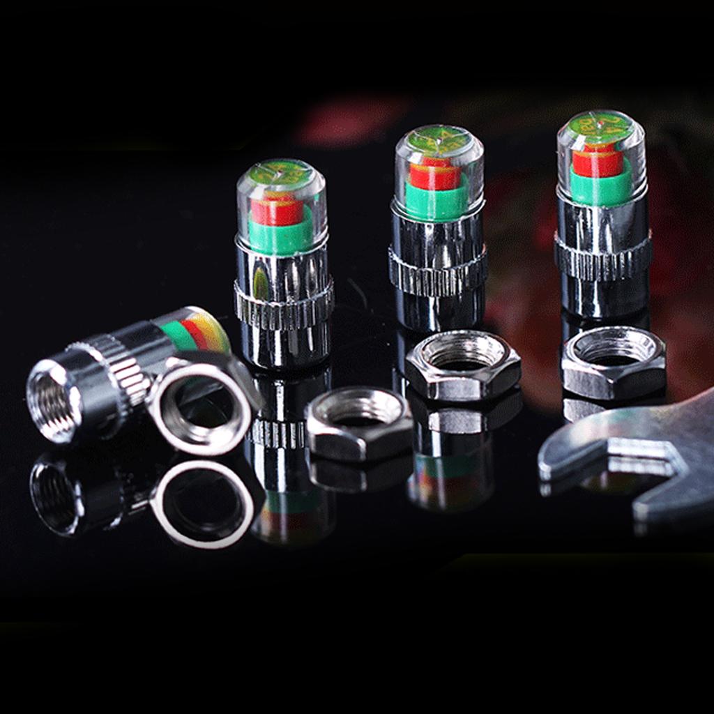 2.4Bar 36PSI Tire Pressure Monitoring Valve with 3-Color Eye Alert Tyre Valve Caps Pressure Monitor Indicator Fit for Most Cars