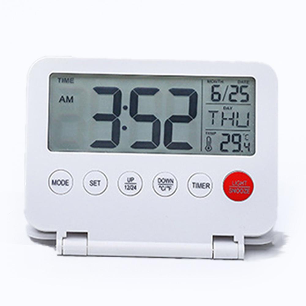 

Складные дорожные часы с календарем, подсветкой, портативные многофункциональные электронные часы, цифровой ЖК-термометр, дорожные будильники белый