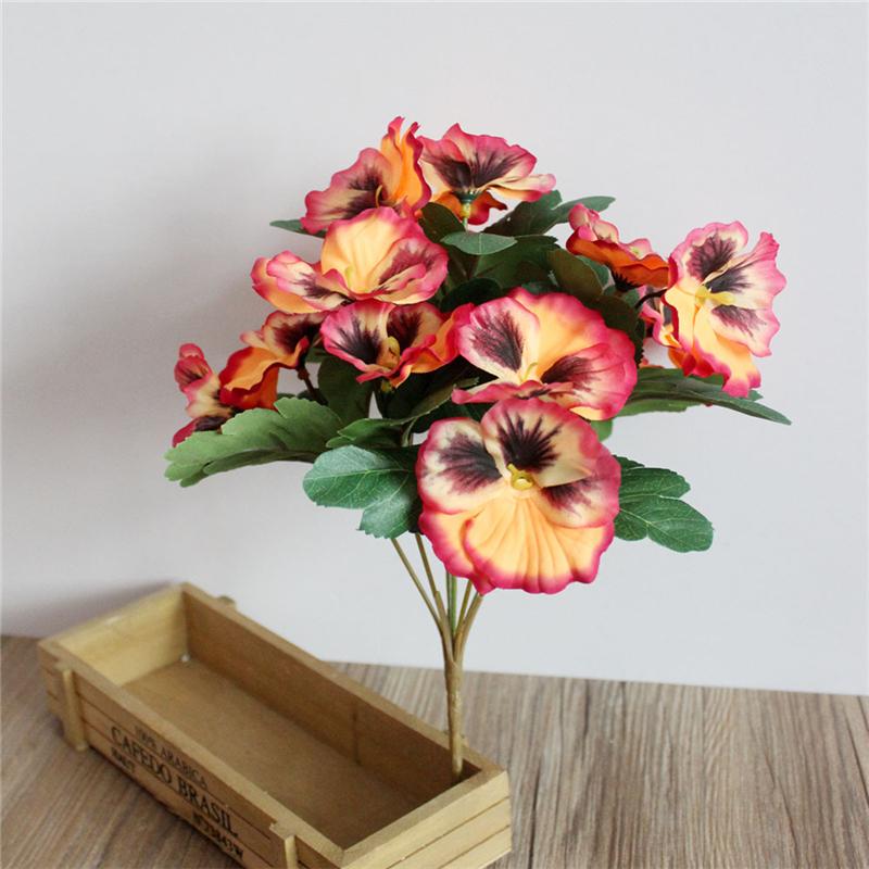 

1Pc Artificial Flowers Silk Flower Pansy Wedding Party Table Garden Decoration Home Decor Simulation Plants помаранчевий