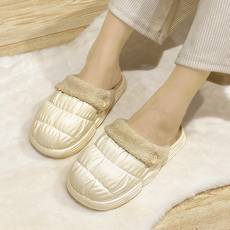 Vinter Par Lättvikt Plus Size Tjock Sula med Plyschisolering Bomull Tofflor Bekväma Mode Bomull Tofflor 36-45