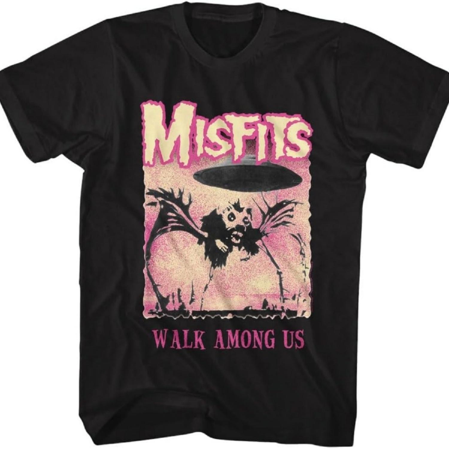 Футболка Misfits Walk Among Us Взрослая Черная С Коротким Рукавом Американская Панк-Рок Группа Ретро Стиль Графические Футболки S чёрный