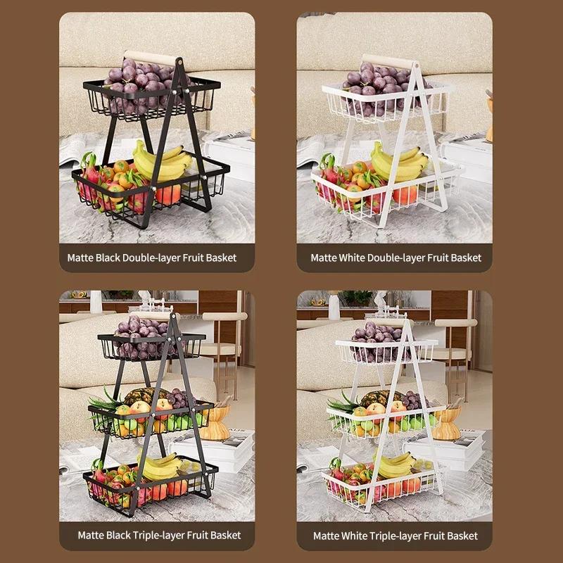 1PC Multi-layer Empty Mesh Portable Storage Basket Fruit Basket Kitchen Living Room Dry Fruit Snacks Storage Rack