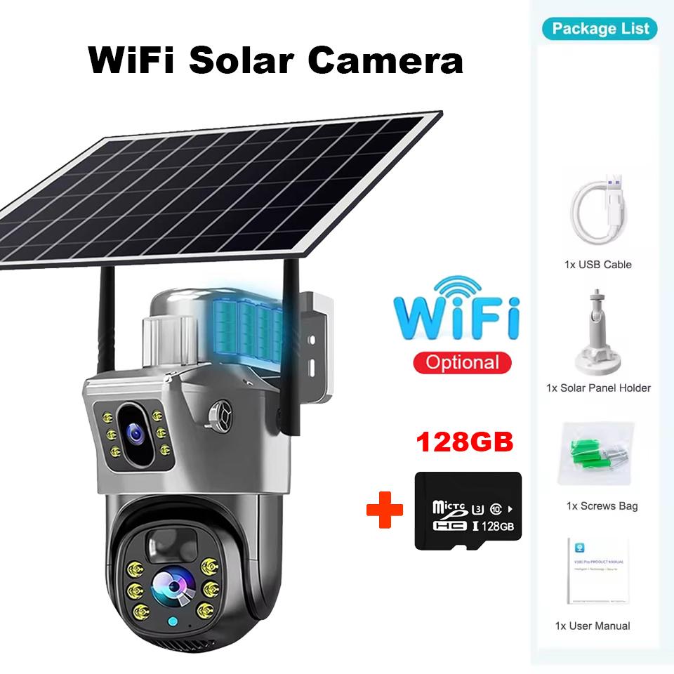 Outdoor Waterproof Solar Camera 4G/Wifi Home Full Color HD Remote Low Power Consumption Monitor with Night Vision