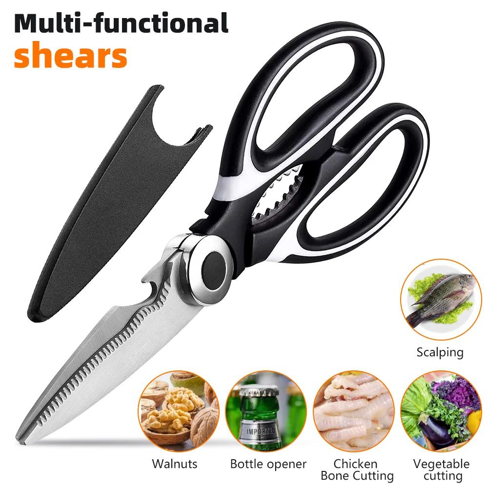 2 PCS Gadgets Scissors Multifunctional Scissors Kitchen Stainless Steel Scissors Chicken Bone Meat Fish Killing Dedicated
