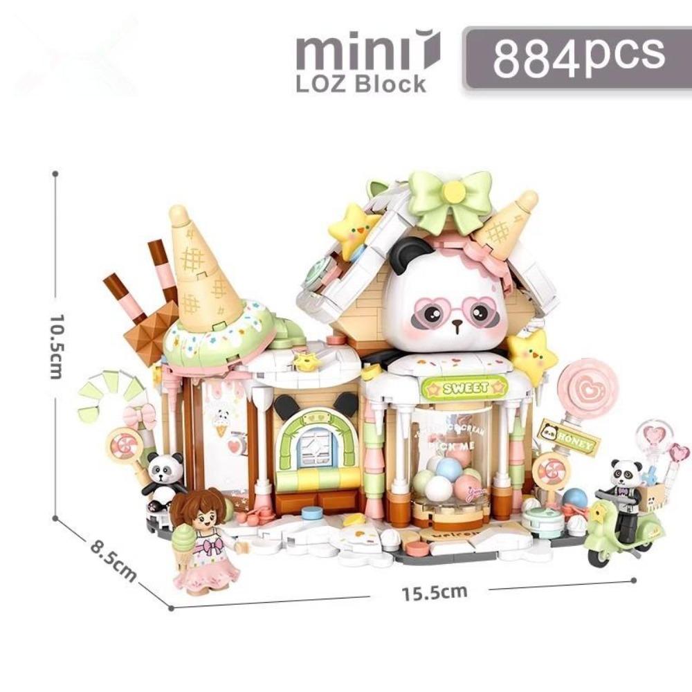 

panda Building Blocks toys Ice cream Shop Retail Store Architectures model Assembly Toy Christmas Gifts for Adult